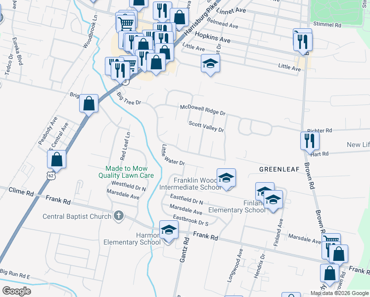 map of restaurants, bars, coffee shops, grocery stores, and more near 1955 Big Tree Drive in Columbus