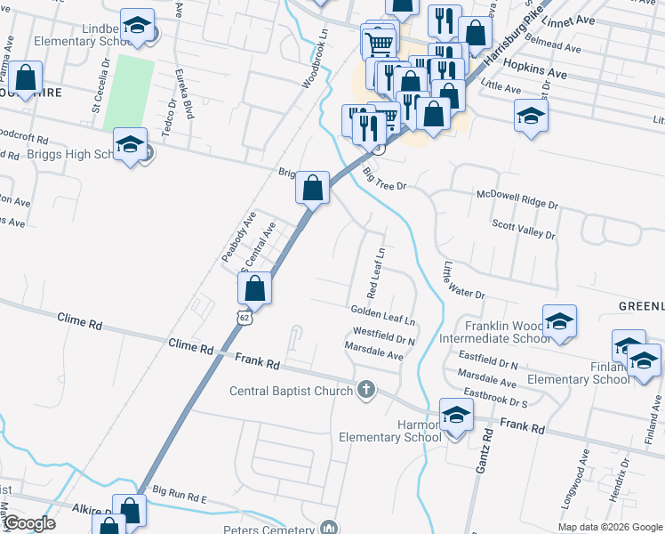 map of restaurants, bars, coffee shops, grocery stores, and more near 2288 Autumn Village Court in Columbus