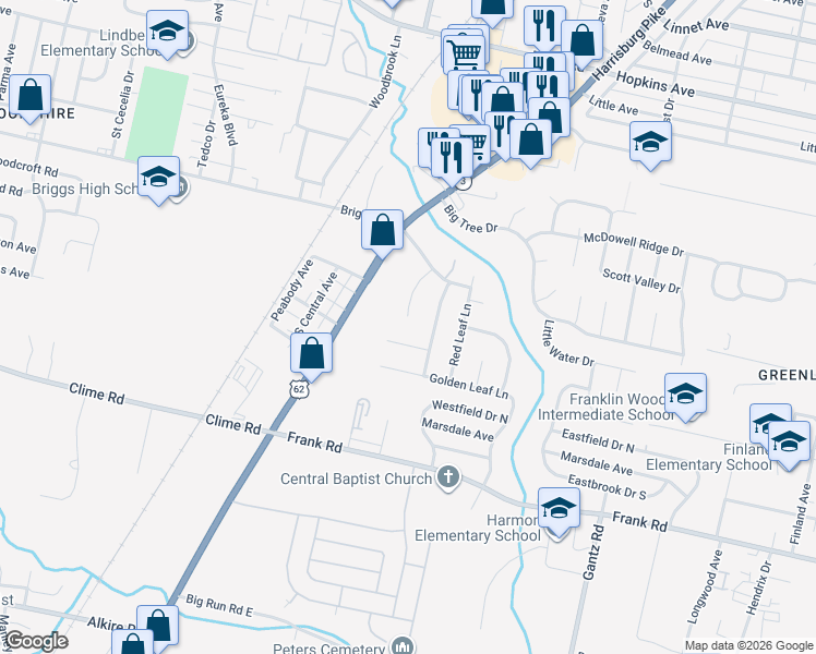 map of restaurants, bars, coffee shops, grocery stores, and more near 2288 Autumn Village Court in Columbus