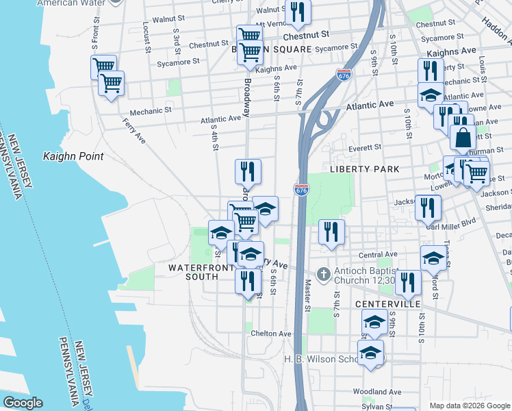 map of restaurants, bars, coffee shops, grocery stores, and more near in Camden