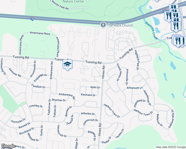 map of restaurants, bars, coffee shops, grocery stores, and more near 2870 Kengary Way in Reynoldsburg