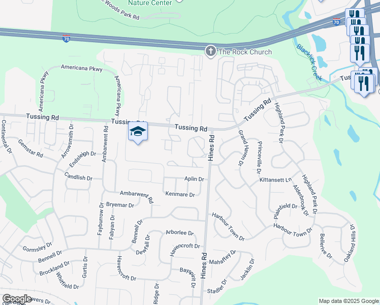 map of restaurants, bars, coffee shops, grocery stores, and more near 2870 Kengary Way in Reynoldsburg