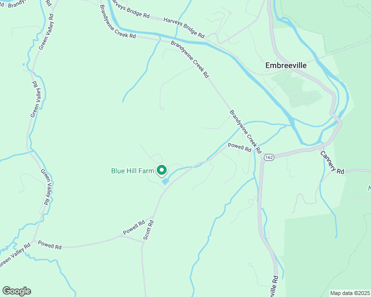 map of restaurants, bars, coffee shops, grocery stores, and more near 1521 Powell Road in Coatesville