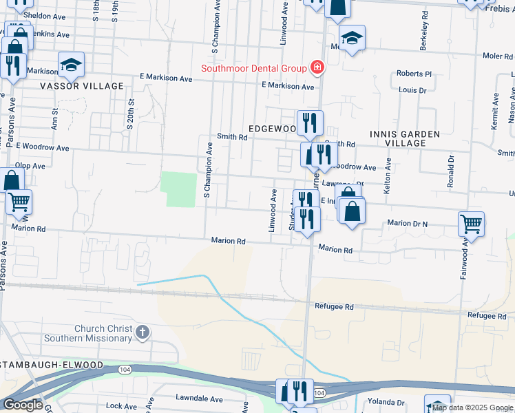 map of restaurants, bars, coffee shops, grocery stores, and more near 959 Reeb Avenue in Columbus