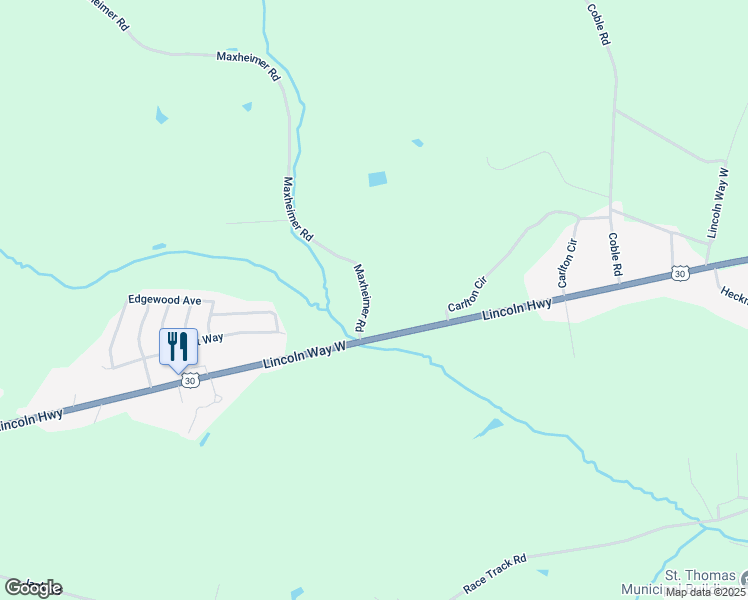 map of restaurants, bars, coffee shops, grocery stores, and more near 5425 Lincoln Way West in Saint Thomas