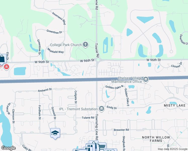 map of restaurants, bars, coffee shops, grocery stores, and more near 9459 Maple Way in Indianapolis