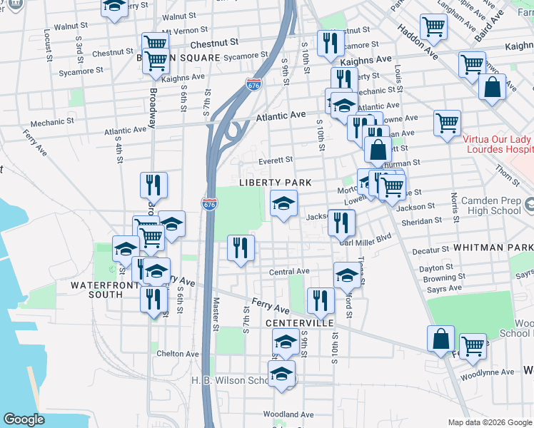 map of restaurants, bars, coffee shops, grocery stores, and more near in Camden