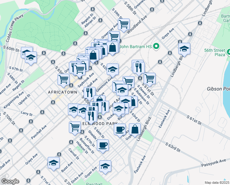 map of restaurants, bars, coffee shops, grocery stores, and more near in Philadelphia