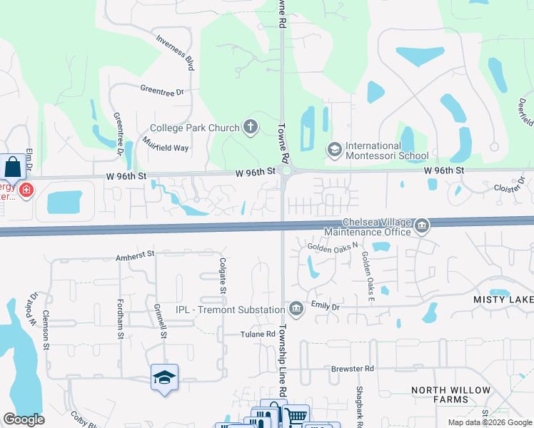map of restaurants, bars, coffee shops, grocery stores, and more near 9459 Maple Way in Indianapolis