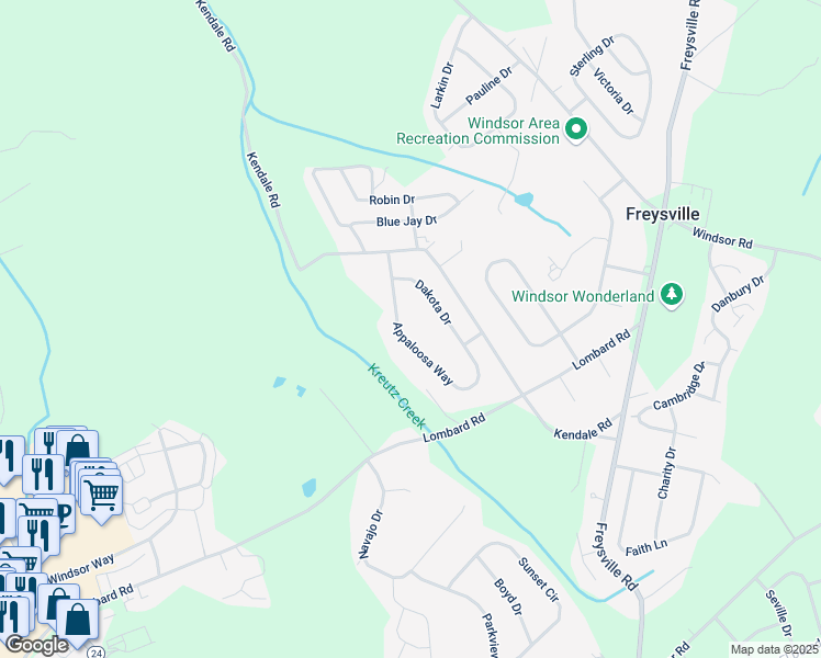 map of restaurants, bars, coffee shops, grocery stores, and more near 420 Appaloosa Way in Red Lion