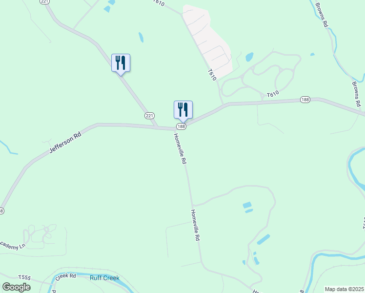 map of restaurants, bars, coffee shops, grocery stores, and more near 119 Homeville Road in Waynesburg