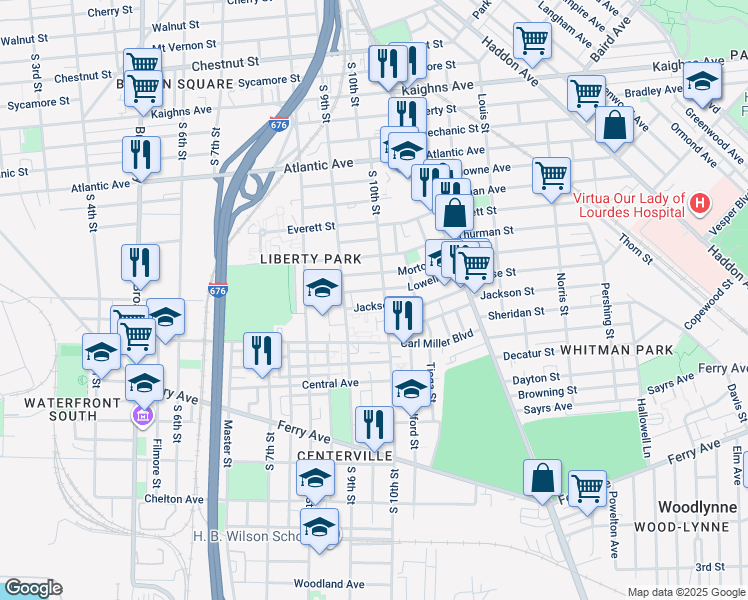 map of restaurants, bars, coffee shops, grocery stores, and more near 946 Morton Street in Camden