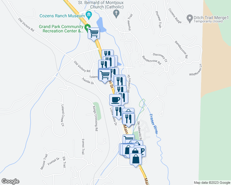 map of restaurants, bars, coffee shops, grocery stores, and more near 78331 U.S. 40 in Winter Park