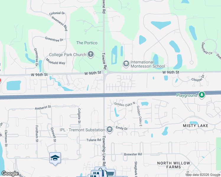 map of restaurants, bars, coffee shops, grocery stores, and more near 2354 Colfax Lane in Indianapolis