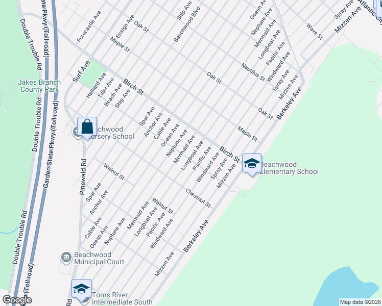 map of restaurants, bars, coffee shops, grocery stores, and more near 940 Mermaid Avenue in Beachwood
