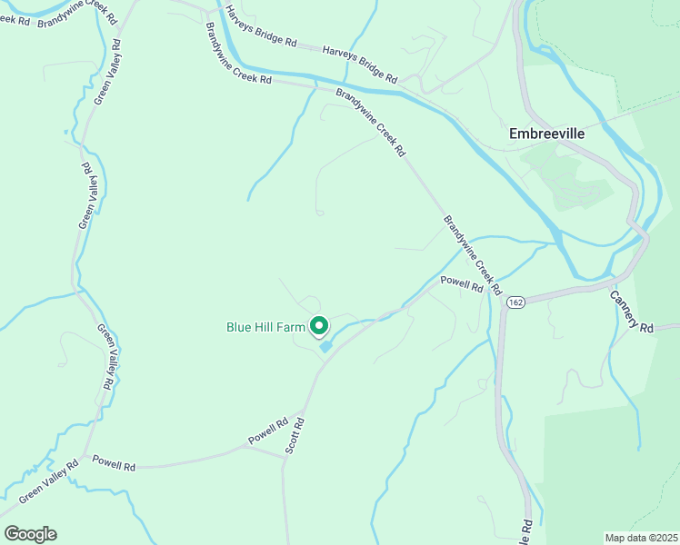 map of restaurants, bars, coffee shops, grocery stores, and more near 1521 Powell Road in Coatesville