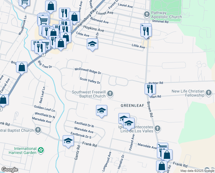 map of restaurants, bars, coffee shops, grocery stores, and more near 1520 Berkhard Drive in Columbus