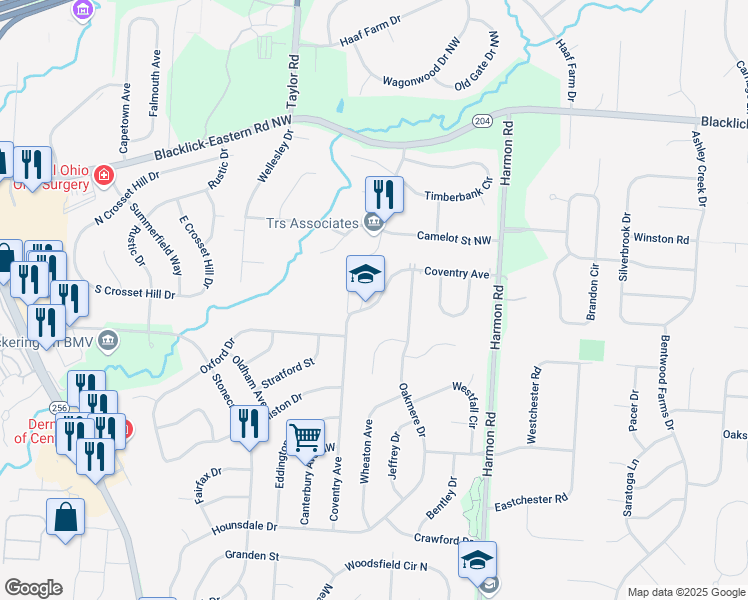map of restaurants, bars, coffee shops, grocery stores, and more near 13059 Coventry Avenue in Pickerington