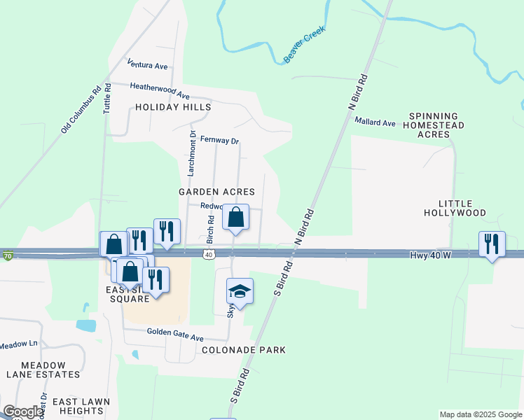 map of restaurants, bars, coffee shops, grocery stores, and more near 132 Oaksmere Road in Springfield