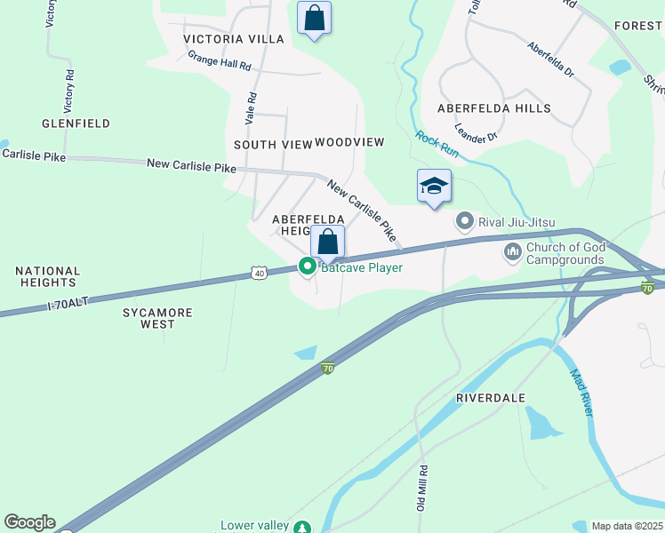 map of restaurants, bars, coffee shops, grocery stores, and more near 3700-3770 W National Rd in Springfield