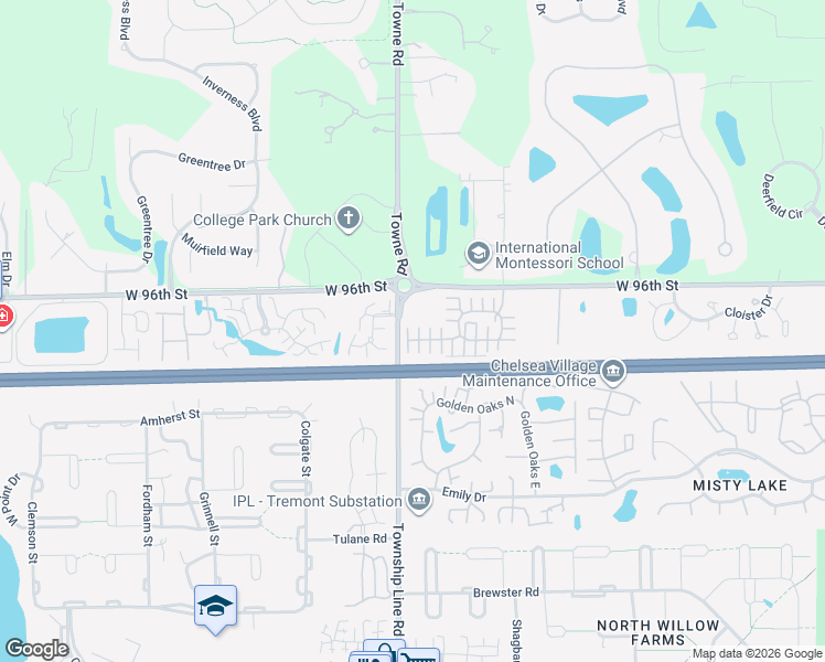 map of restaurants, bars, coffee shops, grocery stores, and more near 2354 Colfax Lane in Indianapolis