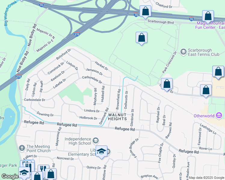 map of restaurants, bars, coffee shops, grocery stores, and more near 5267 Carbondale Drive in Columbus
