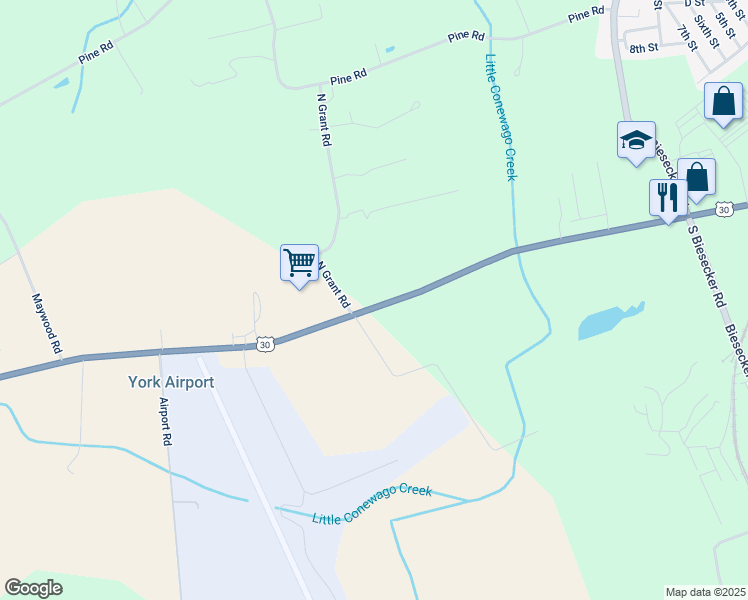 map of restaurants, bars, coffee shops, grocery stores, and more near 5779 Lincoln Highway West in Thomasville