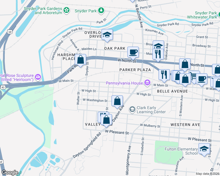 map of restaurants, bars, coffee shops, grocery stores, and more near 22 Seever Street in Springfield
