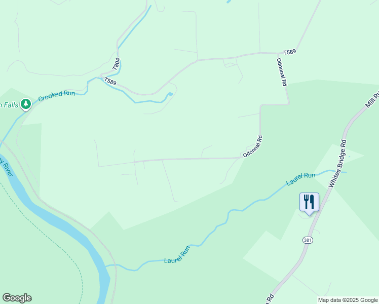 map of restaurants, bars, coffee shops, grocery stores, and more near 282 Odonnal Road in Mill Run