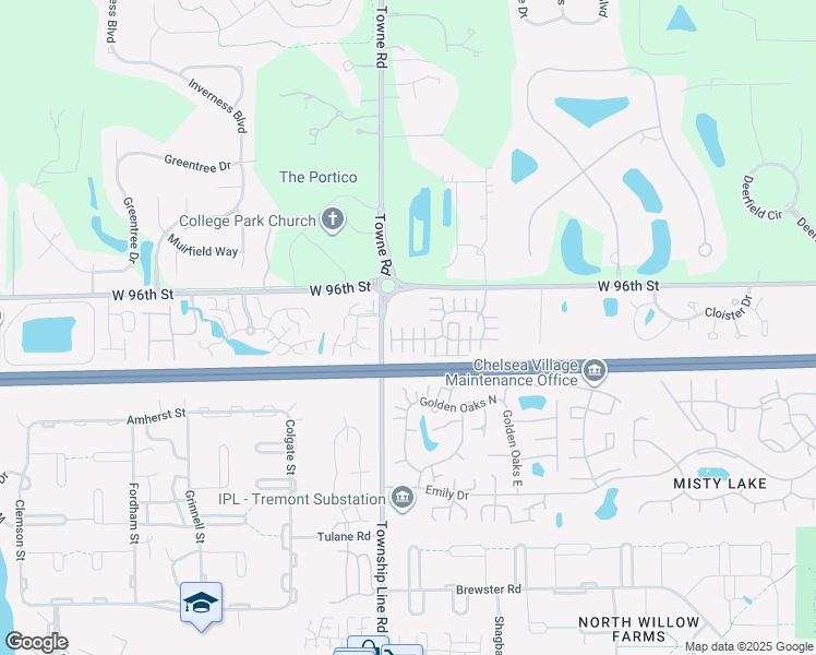 map of restaurants, bars, coffee shops, grocery stores, and more near 2354 Colfax Lane in Indianapolis