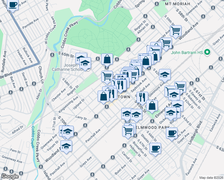 map of restaurants, bars, coffee shops, grocery stores, and more near in 