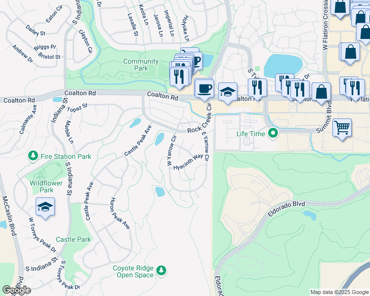 map of restaurants, bars, coffee shops, grocery stores, and more near 1436 Begonia Way in Louisville