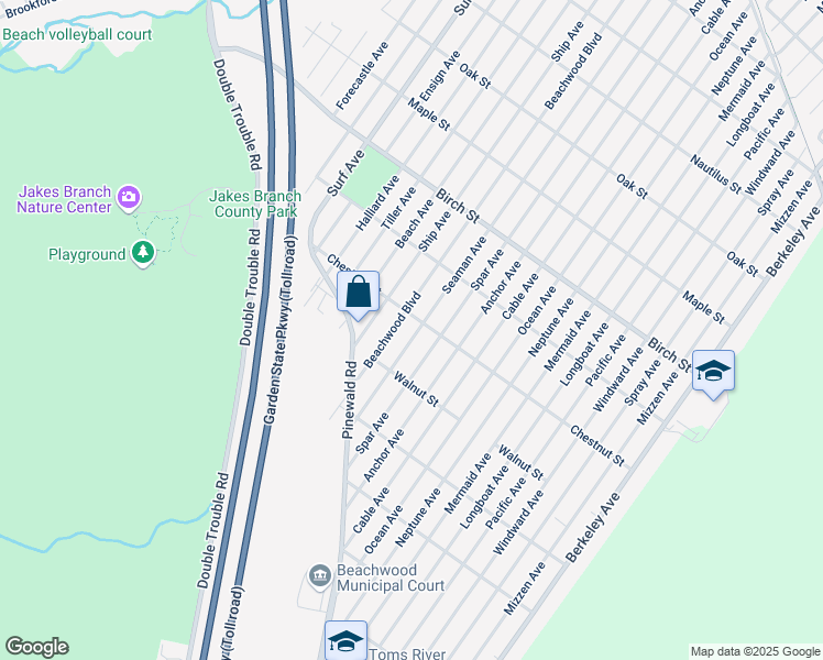 map of restaurants, bars, coffee shops, grocery stores, and more near 1114 Seaman Avenue in Beachwood