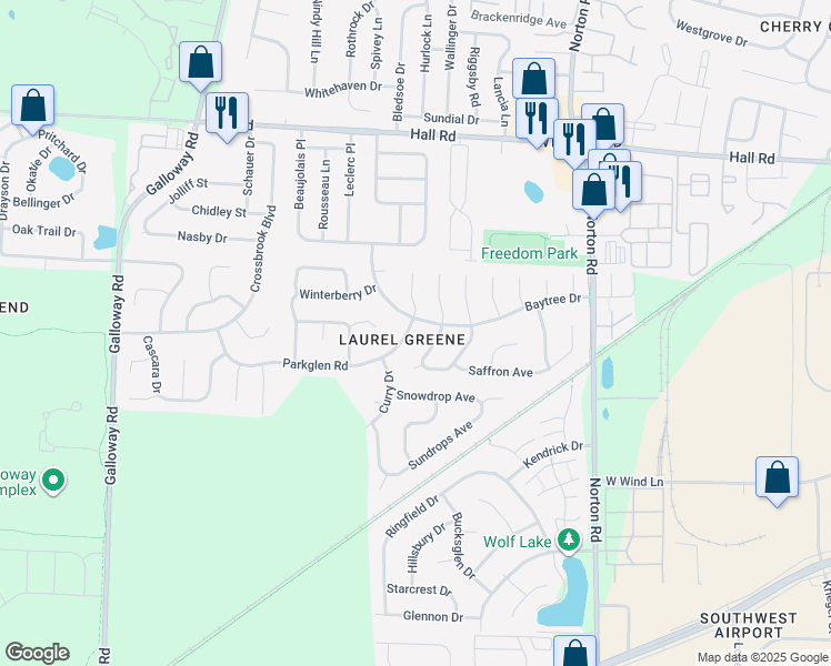 map of restaurants, bars, coffee shops, grocery stores, and more near 5891 Parkglen Road in Galloway