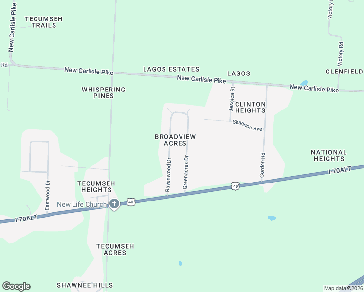 map of restaurants, bars, coffee shops, grocery stores, and more near 223 Green Acres Drive in Springfield
