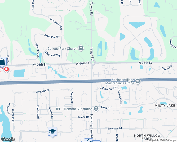 map of restaurants, bars, coffee shops, grocery stores, and more near 9553 Maple Way in Indianapolis