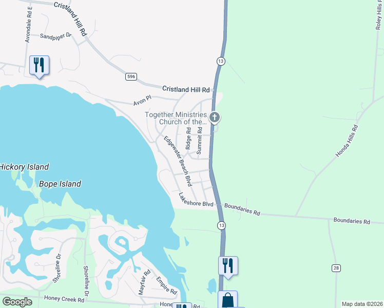 map of restaurants, bars, coffee shops, grocery stores, and more near 187 Ridge Road in Thornville