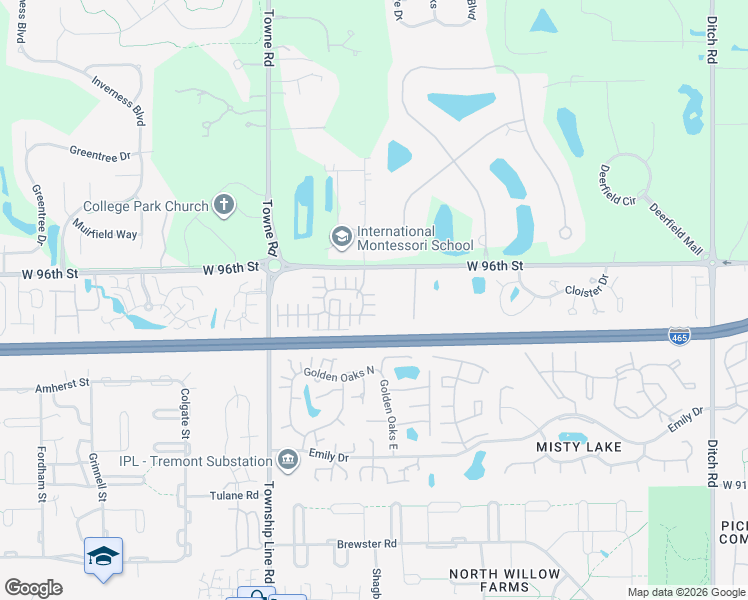 map of restaurants, bars, coffee shops, grocery stores, and more near 9535 Brightwell Drive in Indianapolis