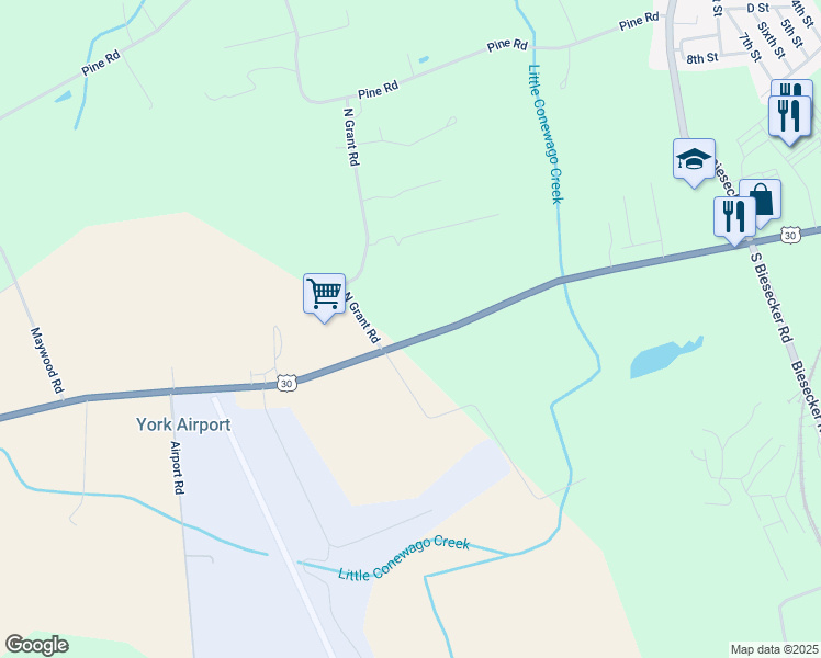 map of restaurants, bars, coffee shops, grocery stores, and more near 5779 Lincoln Highway West in Thomasville