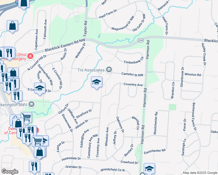 map of restaurants, bars, coffee shops, grocery stores, and more near 13059 Coventry Avenue in Pickerington