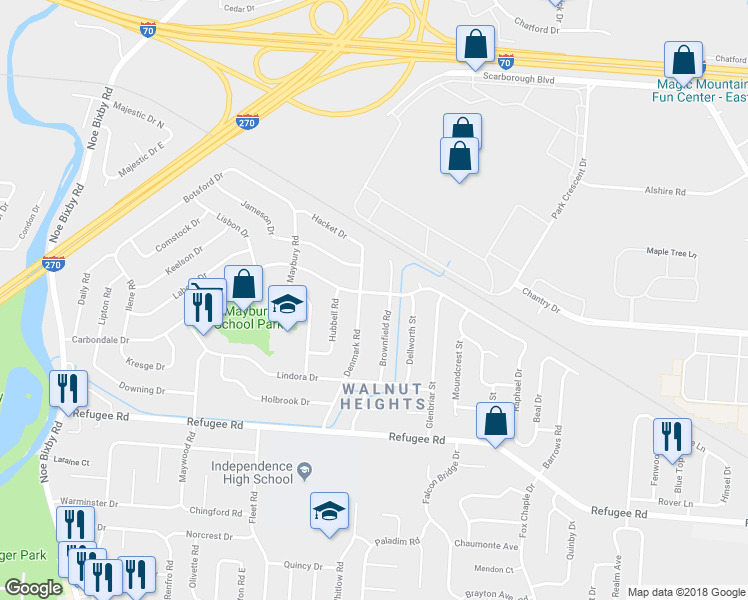 map of restaurants, bars, coffee shops, grocery stores, and more near 5267 Carbondale Drive in Columbus