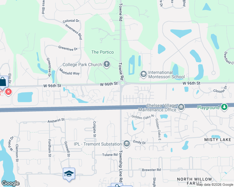 map of restaurants, bars, coffee shops, grocery stores, and more near 9569 Maple Way in Indianapolis