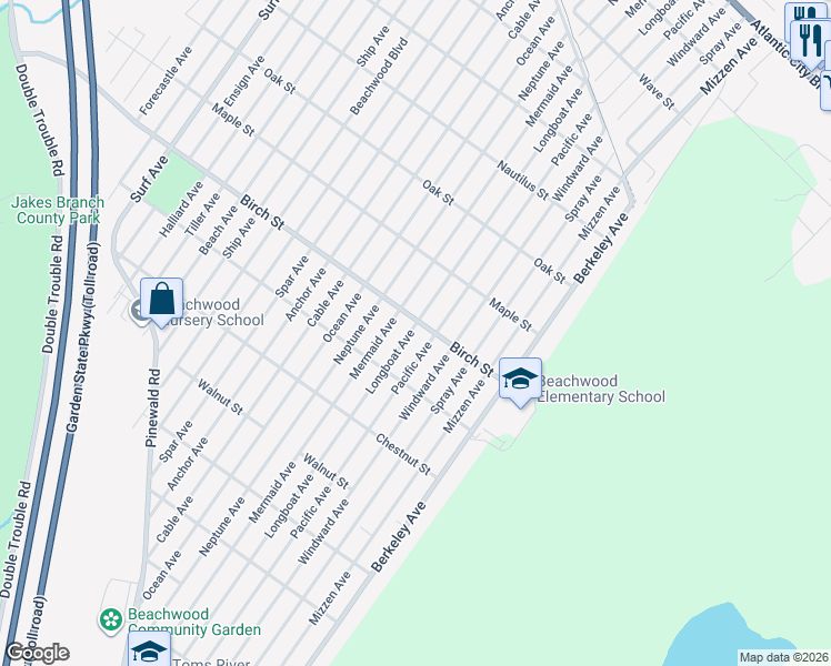 map of restaurants, bars, coffee shops, grocery stores, and more near 909 Longboat Avenue in Beachwood