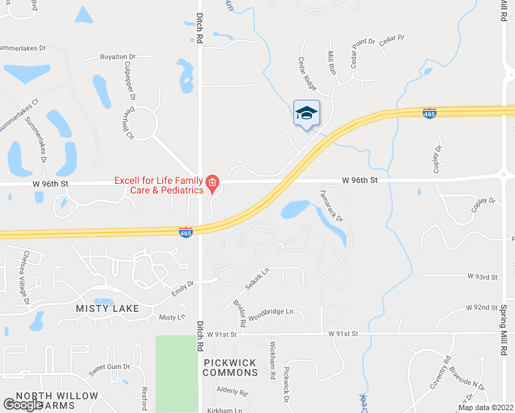map of restaurants, bars, coffee shops, grocery stores, and more near U.S. 421 in Indianapolis