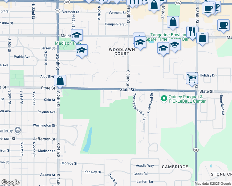 map of restaurants, bars, coffee shops, grocery stores, and more near 4 Court Apartment in Quincy