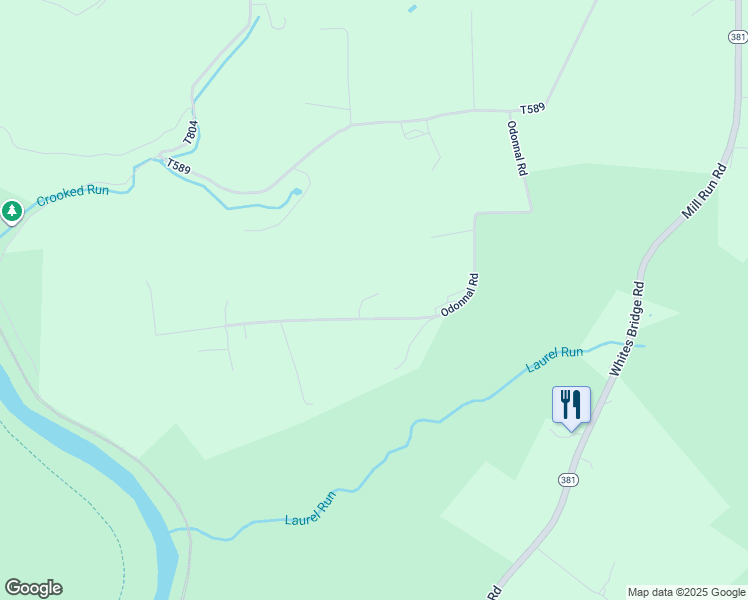map of restaurants, bars, coffee shops, grocery stores, and more near 270 Odonnal Road in Mill Run