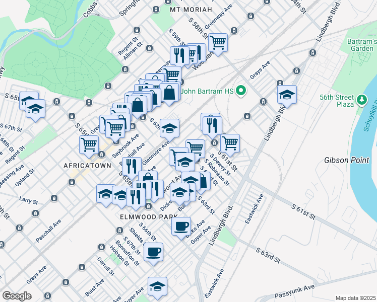 map of restaurants, bars, coffee shops, grocery stores, and more near in Philadelphia