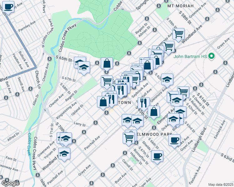 map of restaurants, bars, coffee shops, grocery stores, and more near in 