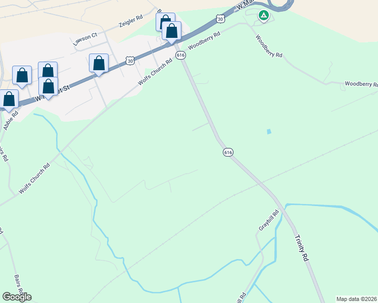 map of restaurants, bars, coffee shops, grocery stores, and more near 4070 Rolling Meadow Court in York