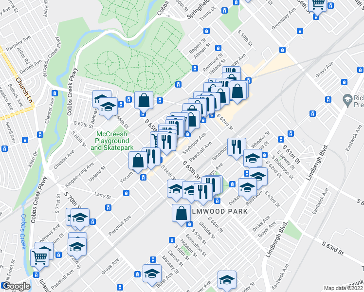 map of restaurants, bars, coffee shops, grocery stores, and more near in Philadelphia
